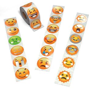 Emoticon Stickers for Kids - 2" Circles Shiny Silver - Smile Stickers for School and Home, Rewards, Parties, and More. Made in The USA by Kenco (1)