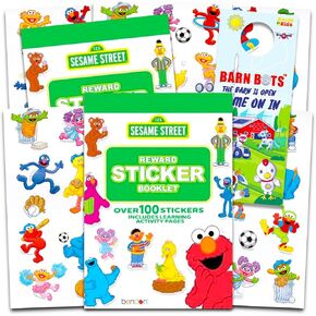 Sesame Street Reward ملصقات للأطفال - حزمة مع كتابين يضم Elmo ، Cookie Monster ، Big Bird ، المزيد | 200 ملصق للبنين والبنات