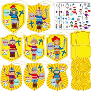 Qyeahkj 48 مجموعات طقم درع الورق الورقية للأطفال ، عيد الفصح Sunday School Diy Dedical Crafts ملصقات DIY Craft Supplies Decorations for Kids Gift -Plassiproom Accounts Party