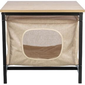 Trixie Emmie Indoor Cat Condo ، House Cat House المريح مع إطار معدني ونسيج قوي ووسادة مريحة للراحة الإضافية ، تصميم النمط الكلاسيكي ، Greige/Gray ، استخدمه كطاولة ومطلة