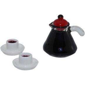 Black Cute Mini Coffee Pot Model Miniature Home Accessories Miniature Food Play Scene Model Small Cloth House Mini Coffee Pot Excellent Quality and Creativ Dollhouse Decoration Accessories