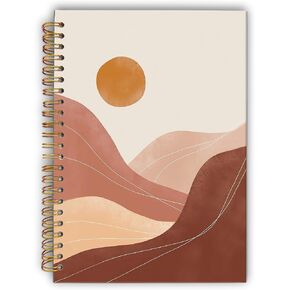 Boho Abstract Landscape Mountain Sun Desert Noteboor ، غطاء صلب مغلفة ، تحكم الكلية 5.5 × 8.3 بوصة ، دفاتر المجلات لكلية مكتب الكتابة للكتابة ، بوهو ، هدايا
