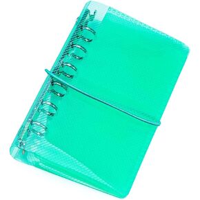 NatsumeBasics A6 Binder بثلاثة أضعاف Binders Grid Pp Planner Cover 6 Ring Ring Clear Notebook Shell للأظرف النقدية (Green ، A6 Binder)