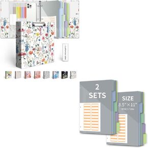 3 رنين الموثق 2 بوصة طقم منظم ، مقسمات 5-Tab جيوب （3pack） ، 36 مقسمات stikers （أزرق بلوم）