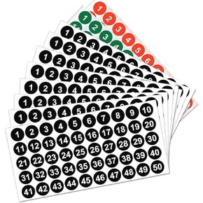 Number Stickers 1-50, 10 Sheets Vinyl Consecutive Number Stickers 1 Inch Round Self Adhesive Decal Waterproof Labels Number Inventory Stickers for Inventory Classification Office&School (1inch 1-50)