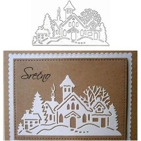 القلعة إطار القلعة المعادن قطع ، House Castle Christmas Frame Stencils DIY Crafts Cards قطع يموت قطع لبطاقة DIY صنع بطاقة صور زخرفية يموت سكرابوكينغ