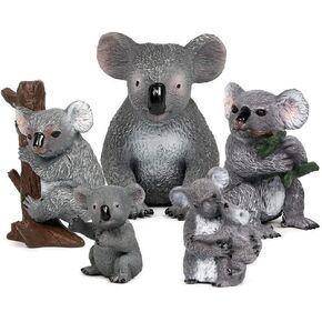 MODEBESO® 5PCS Realistic Animal Figures Set,Koala Family,Hand Painting,Educational Toy,Cake Toppers Christmas Birthday Gift for Kids Todllers