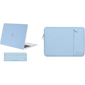 MOSISO Compatible with MacBook Air 13 inch Case 2018-2020 Release A2337 M1 A2179 A1932, Plastic Hard Case & Vertical Sleeve Bag, Airy Blue