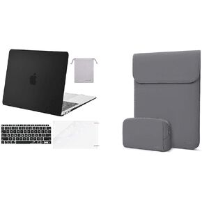 MOSISO Compatible with MacBook Air 13 inch Case 2022, 2021-2018 A2337 M1 A2179 A1932, Faux Suede Laptop Sleeve with Small Bag&Hard Shell&Keyboard Cover&Screen Protector&Storage Bag, Black&Space Gray