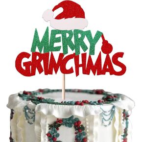 RSSTARXI 1 حزمة عيد الميلاد وكعكة عيد ميلاد Topper GLITTER MERRY CAK