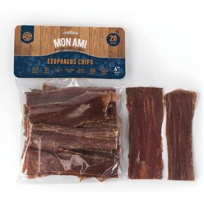 MON AMI SNACKS SALUDABLES Beef Esophagus Dog Treats (6 inch, 20 Count) - Grass Fed Beef with Glucosamine & Chondroitin - Natural, Grain Free, High Protein Dog Chews