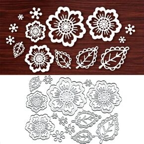8Pcs Plants Flowers Metal Die Cuts, Plants Flowers Metal Cutting Dies Cut Stencils Card Paper Craft DIY Template Metal Cutting Dies Album Embossing Paper Dies for Card Making Scrapbooking