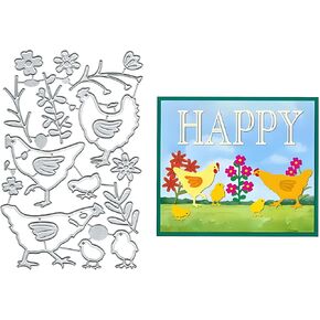 3pcs/مجموعة إطار الدجاج يموت قطع القطع المعدنية قطع الإستنسل لألبوم Diy Scrapbooking
