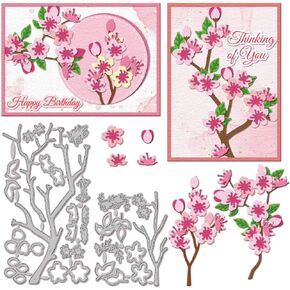 GLOBLELAND Cherry Blossoms Cutting Dies for DIY Scrapbooking Metal Spring Flowers Branch Cut Dies Flowers Plants Die Cuts for Card Making Embossing Photo Album Craft Decor