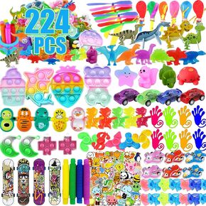 224 PCS Pop Party Favors ، ألعاب Box Treasure للفصول الدراسية ، صندوق الكنز لجوائز الأطفال ، جوائز طلاب المدارس السائبة ، ألعاب Box ، Pinata Fullers Goodie Bag Stuffers