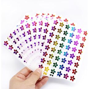 1440pcs ملصقات ثلاثية الأبعاد ، ملصقات زهرة صغيرة قوس قزح للأطفال مكافأة ， شارات الأزهار الزخرفية ، مستلزمات المعلمين الطالب في الفصل الدراسي ،