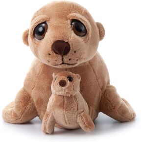 The Petting Zoo Mom و Baby Sea Lion محشوة ، هدايا للأطفال ، حيوانات المحيطات Pocketz ، لعبة Sea Lion Plush 14 بوصة