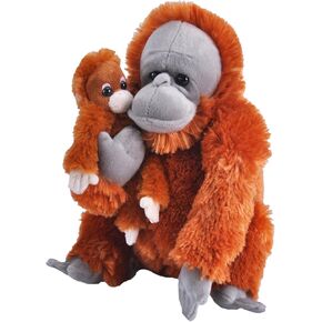 Wild Republic Mom & Baby Orangutan Plush ، حيوان محشو ، لعبة أفخم ، هدايا للأطفال ، حيوانات حديقة الحيوان ، 12 "