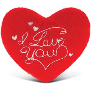 DolliBu I Love You Red Heart Plush - Stuffed Heart Plush Toy, Special Anniversary Valentines Day Heart Plush Cushion Accent, Cute Small Heart Shaped Plush Decor, Romantic Stuffed Animals Heart- 4 Inch