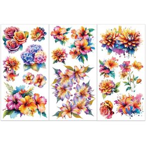 OLYCRAFT 3pcs/Set White Floral Poetry Rub on Transfers for Furniture and Crafts 6x12 Inch White Flowers Furniture Transfer Sticker Furniture Decals Decor Transfer Stickers Rub on Decals for Furniture
