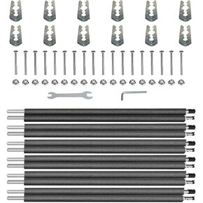 Universal Trampoline Poles, Replacement Poles with Clamp and Hardware, with Enclosure Pole Connecters, Screws and Bolts, Pole Caps