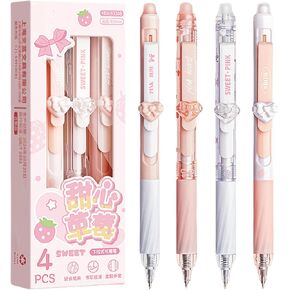 4 Pcs Erasable Gel Pens Cute Retractable Pens Cartoon Animal Erasable Pen 0.5mm Black Ink Kawaii Writing Pen for Women Girls Boys Office School Supplies (Animal-Black Ink)