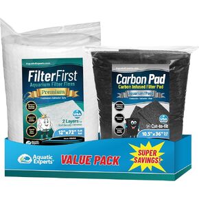 12" x 72" FilterFirst and 10.5" x 36" Carbon-Infused Aquarium Filter Pad Value Pack