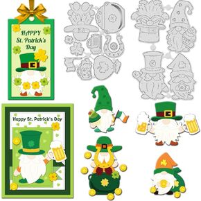 INFUNLY St. Patrick's Day Gnomes Cutting Dies for Card Making Christmas Gnome Die Cuts Cute Santa Metal Cutting Dies Embossing Stencils Template for DIY Scrapbooking Photo Album Decor Paper Craft