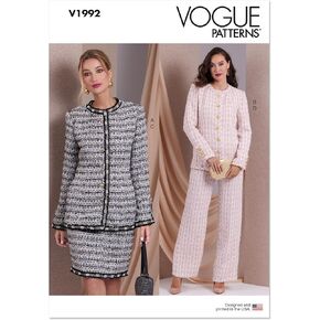 Vogue تفتقد إلى سترات مبطنة شبه مجهزة ، حزمة خياطة تنورة وسروال ، أحجام 18-20-22-24-26 ، متعدد الألوان