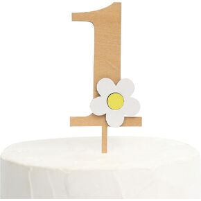 Wooden Cake Topper For First Birthday - Birthday Cake Topper With Wooden Number 1，Rustic Wood One Cake Topper，One-Year-Old Cake Topper For Birthday Party，Wood Cake Topper For First Anniversary