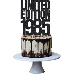 Limited Edition 1985 Cake Topper for 40th Men and Women Birthday Party ，Funny 40 and Fabulous Decoration，Handmade - Black