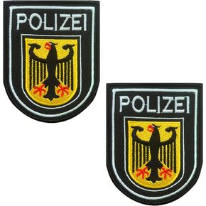 2 PCS ألمانيا Deutschland Polizei التصحيح ، الخطاف والحلقة التطريز تصحيح شرطة ألمانية لقرعة السترات على ظهر الظهر سترة موحدة الملابس