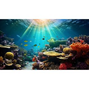 Ocean Floor Fish Tank Background Under The Sea Coral Reef Aquarium Background Underwater Aquatic Plants Corals Rock Terrarium Background Tropical Fish Deep Ocean Aquarium Background Decor 30x12in