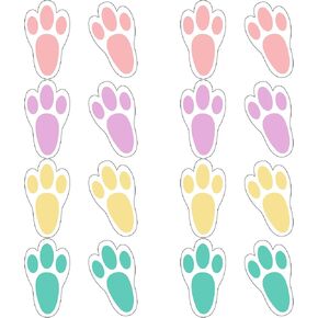 Zonon 20 أزواج من ملصقات عيد الفصح Bunny Paw المطبوعات آثار أقدام الأرضيات الأرضيات شارات أقدام الأرنب ملصقات PAW لأرضية السقف الجدار