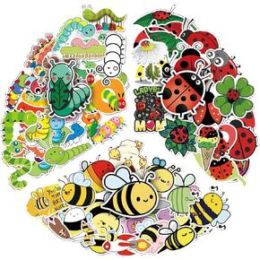 BLISSOM 150 Pcs Cute Insect Vinyl Water Bottole Stickers for Teens - Waterproof and Removable Ladybug, Ladybird, Caterpillar, Bees Decals for Water Bottles, Computer, Laptop, Suitcase