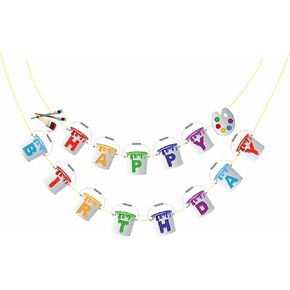 Art Happy Birthday Banner Art Painting Birthday Banner for Kids Birthday Baby Shower Colorful Fiesta Party