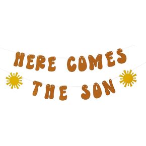 Here Comes The Son Banner - Baby Shower For Boy Decorations,Boy Baby Shower Banner,Boho Sun Decorations Decor Party Supplies (banner Comes Son)