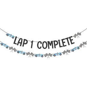 LAP 1 Complete Banner Garland for Racing Car 1st Birthday Lap First About the Track Birthday Party Decorations