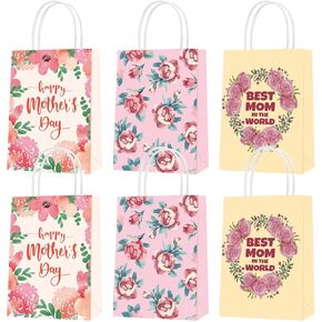 NLMUBR LUCKSIT 15PCS حقائب هدايا عيد الأم ، أكياس هدايا الأزهار مع مقابض ، مثالية لعيد الأم ، عيد ميلاد ، حفل زفاف ، استحمام الطفل ، تفضل الحفلات ، الحجم: 8.5 × 6.1 × 3.2 بوصة