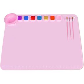 Doreenbow Silicone Craft Mat 24 "X16 Silicone Painting حصيرة للراتنجات التي تصب فنان Silicone مع فرش الطلاء كوب من الألواح السيليكون غير العصي للطلاء والفن والطين واللعب ()