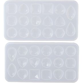 2Pcs Faceted Gemstone Shape Silicone Molds,3D Diamond Shape Resin Molds for DIY Jewelry Making