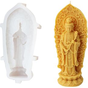 Buddha Resin Mold, Buddha Statue Silicone Mold for Soy Wax Candle, Epoxy Resin, Soap, Plaster, Concrete, Sculpture, Clay, DIY Crafts (C)