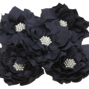 PATIKIL 3.5" Chiffon Flowers, 5 Pcs Fabric Flowers Rhinestone Pearl Sewing Fabric Appliques for Crafts Sewing Dresses DIY Clothing Headbands Wedding Party Decoration, Pink
