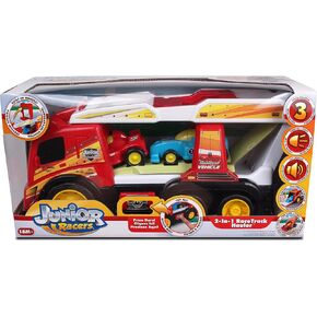 Junior Racers Lights and Sounds 2-in-1 Race Track Hauler w/ 2 Vehicles