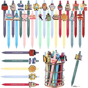 Frienda 30 PCS Book Lovers Gifts Book Club Point Pens Bulk Funny Funny Retractable Pens Bookish Attends Howning Higds for Women Teacher Turner Turner Critists Office Office ، 21 Styles