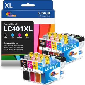 Clorisun LC401 LC401XL Ink Cartridges Compatible for LC401XL Ink Cartridges for Brother Printer Replacement MFC-J1010DW MFC-J1170DW J1012DW DCP-J1800DW J1140DW J1050DW(2Black 2Cyan 2Magenta 2Yellow)