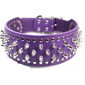 Benala 2" Wide Large Dog Spiked Studded Leather Dog Collars for Medium Large Breeds Pitbull Mastiff Boxer