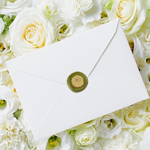 Dahlia Wax Seal Stamp, 1" Retro Sealing Stamps Removable Brass Head with Wooden Handle Seal Stamp Flower Sealing Wax for Envelope Greeting Card Gift Wedding Engagement Party Invitation in Saudi Arabia