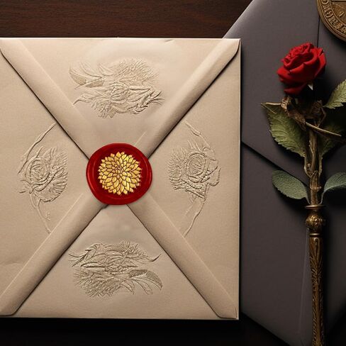 Dahlia Wax Seal Stamp, 1" Retro Sealing Stamps Removable Brass Head with Wooden Handle Seal Stamp Flower Sealing Wax for Envelope Greeting Card Gift Wedding Engagement Party Invitation in Saudi Arabia