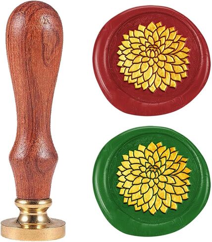 Dahlia Wax Seal Stamp, 1" Retro Sealing Stamps Removable Brass Head with Wooden Handle Seal Stamp Flower Sealing Wax for Envelope Greeting Card Gift Wedding Engagement Party Invitation in Saudi Arabia